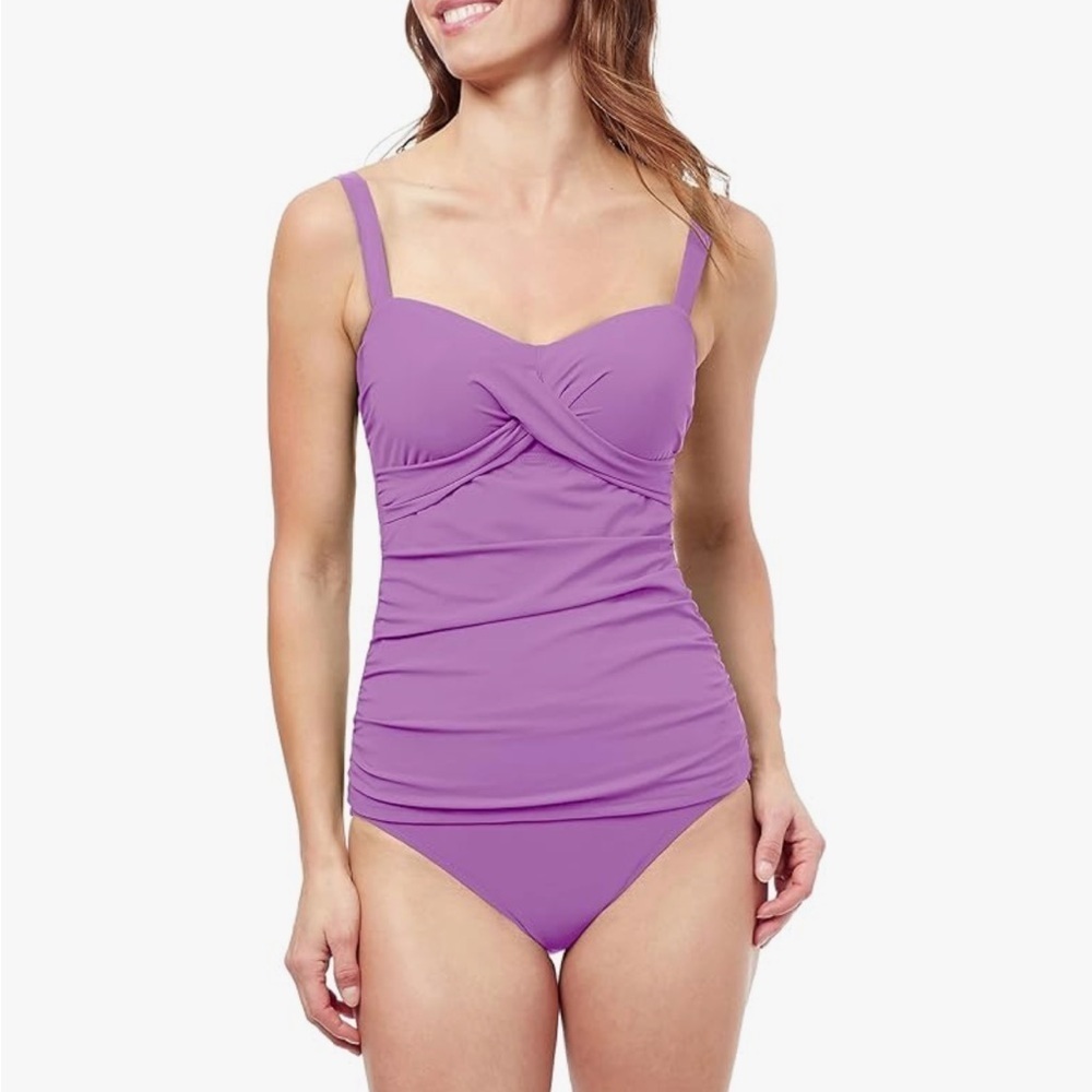 NWT Profile by Gottex Women's Standard Tutti Frutti D-Cup Twist Tankini Top  34D